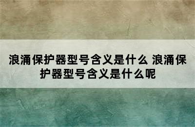 浪涌保护器型号含义是什么 浪涌保护器型号含义是什么呢